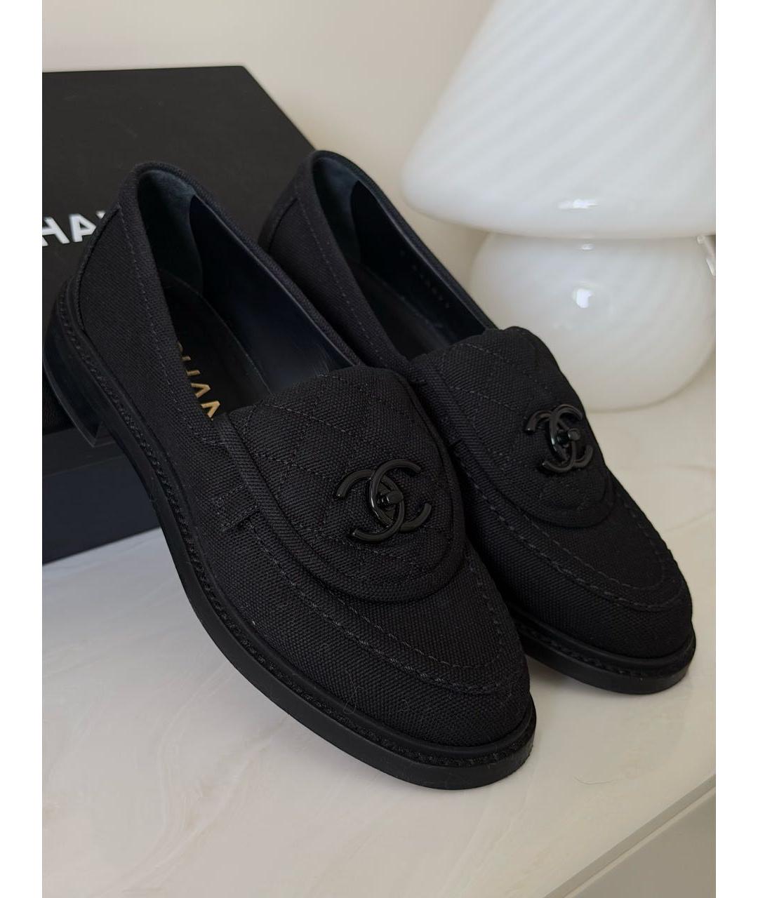 CHANEL Черные текстильные лоферы, фото 5