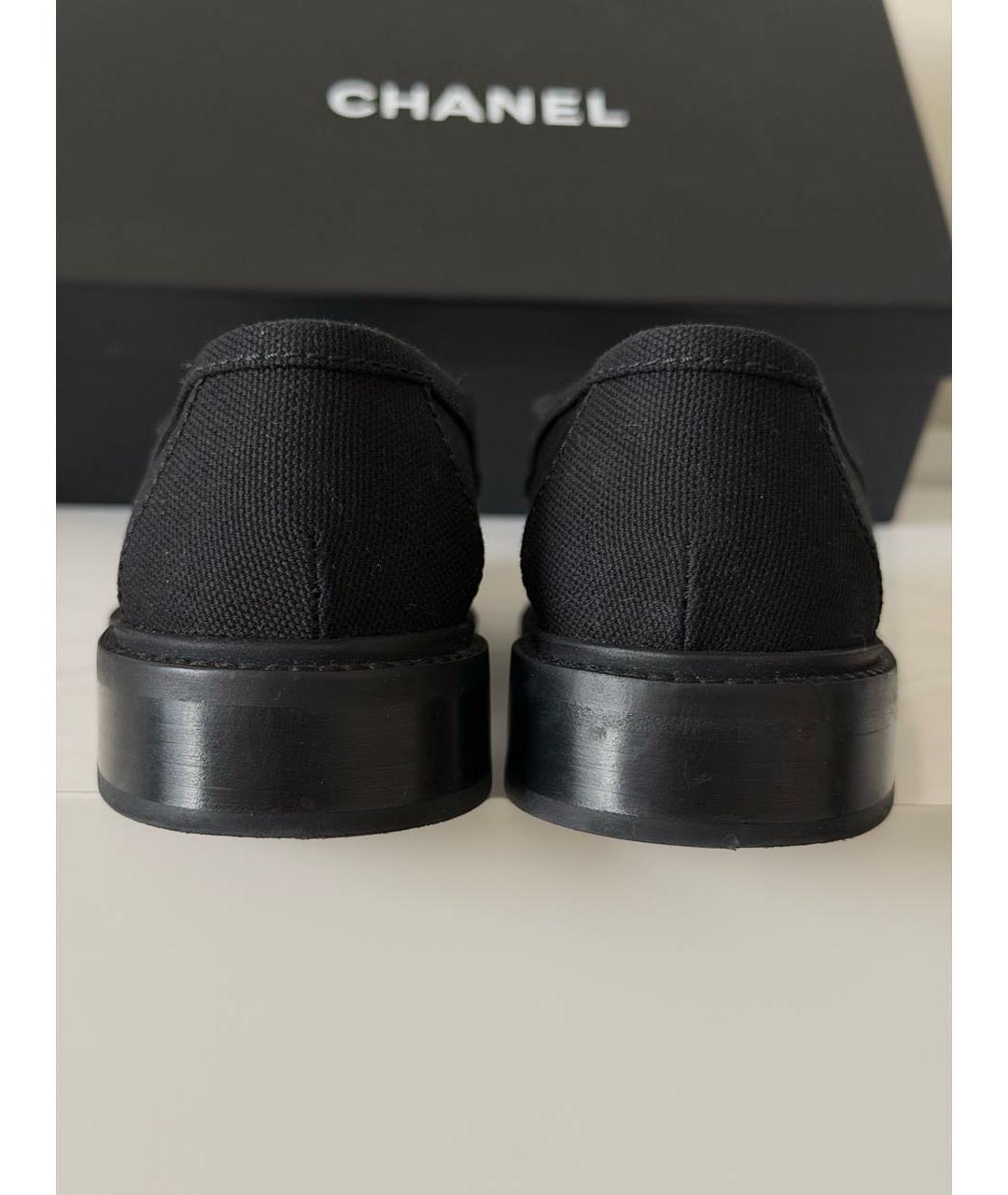 CHANEL Черные текстильные лоферы, фото 4