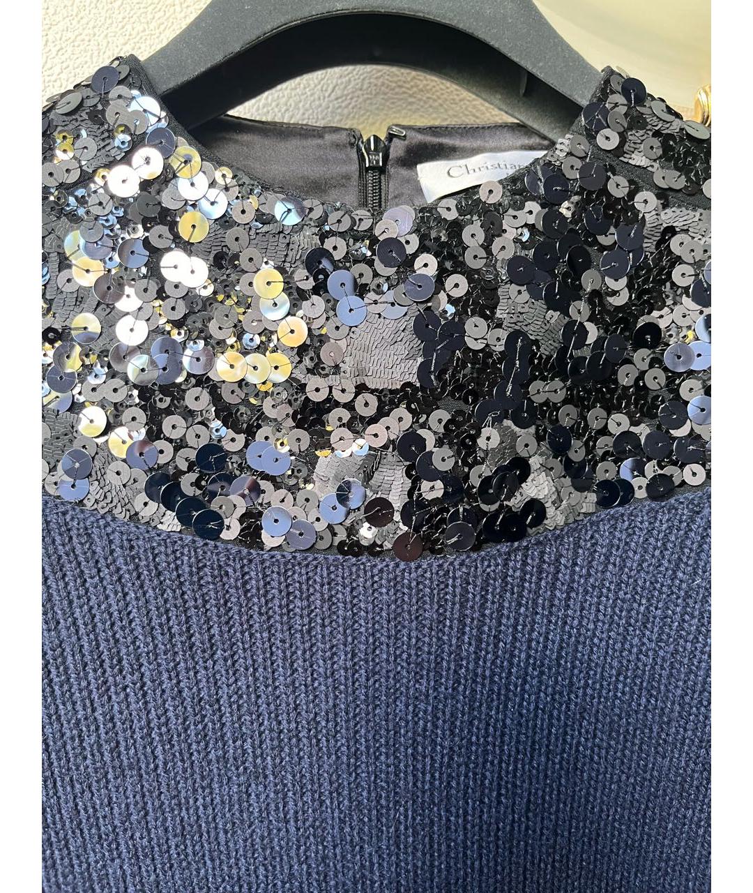 CHRISTIAN DIOR Темно-синее кашемировое повседневное платье, фото 3