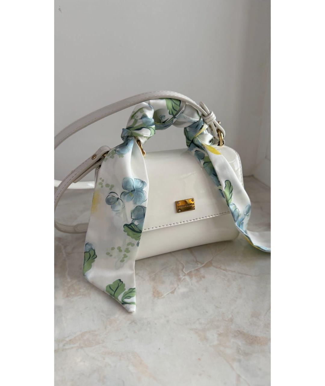 DOLCE&GABBANA Белая сумка с короткими ручками из лакированной кожи, фото 9