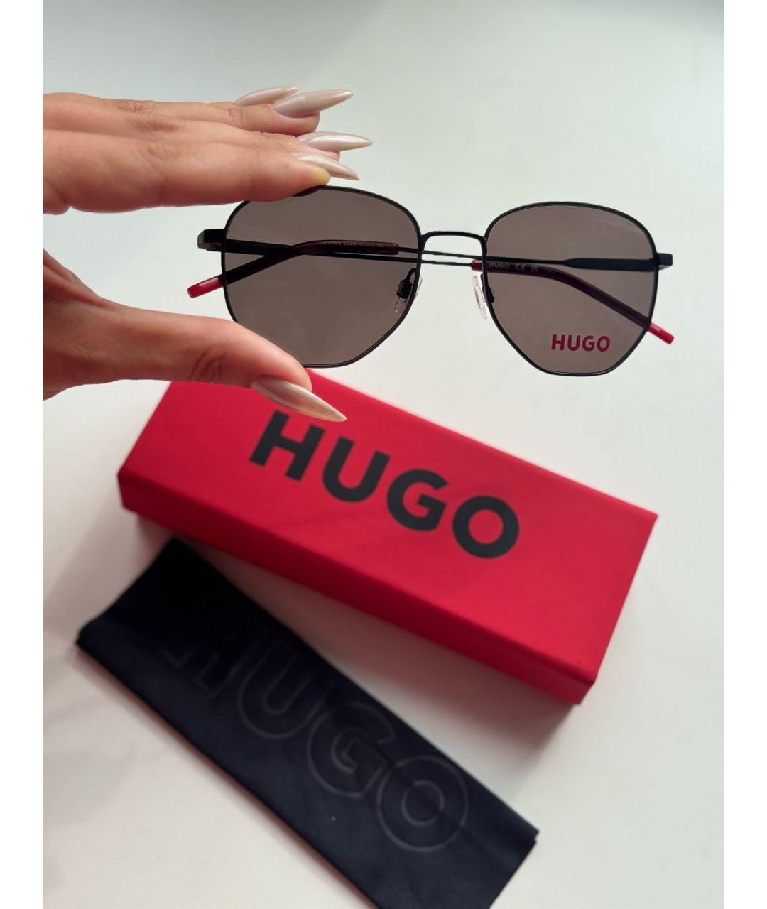 HUGO Черные металлические солнцезащитные очки, фото 2