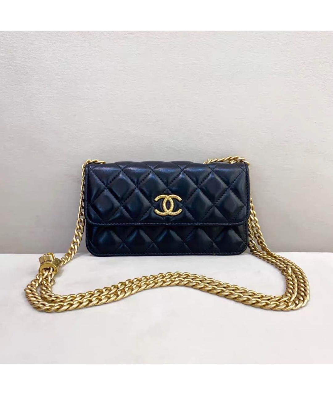 CHANEL Черная кожаная сумка через плечо, фото 6