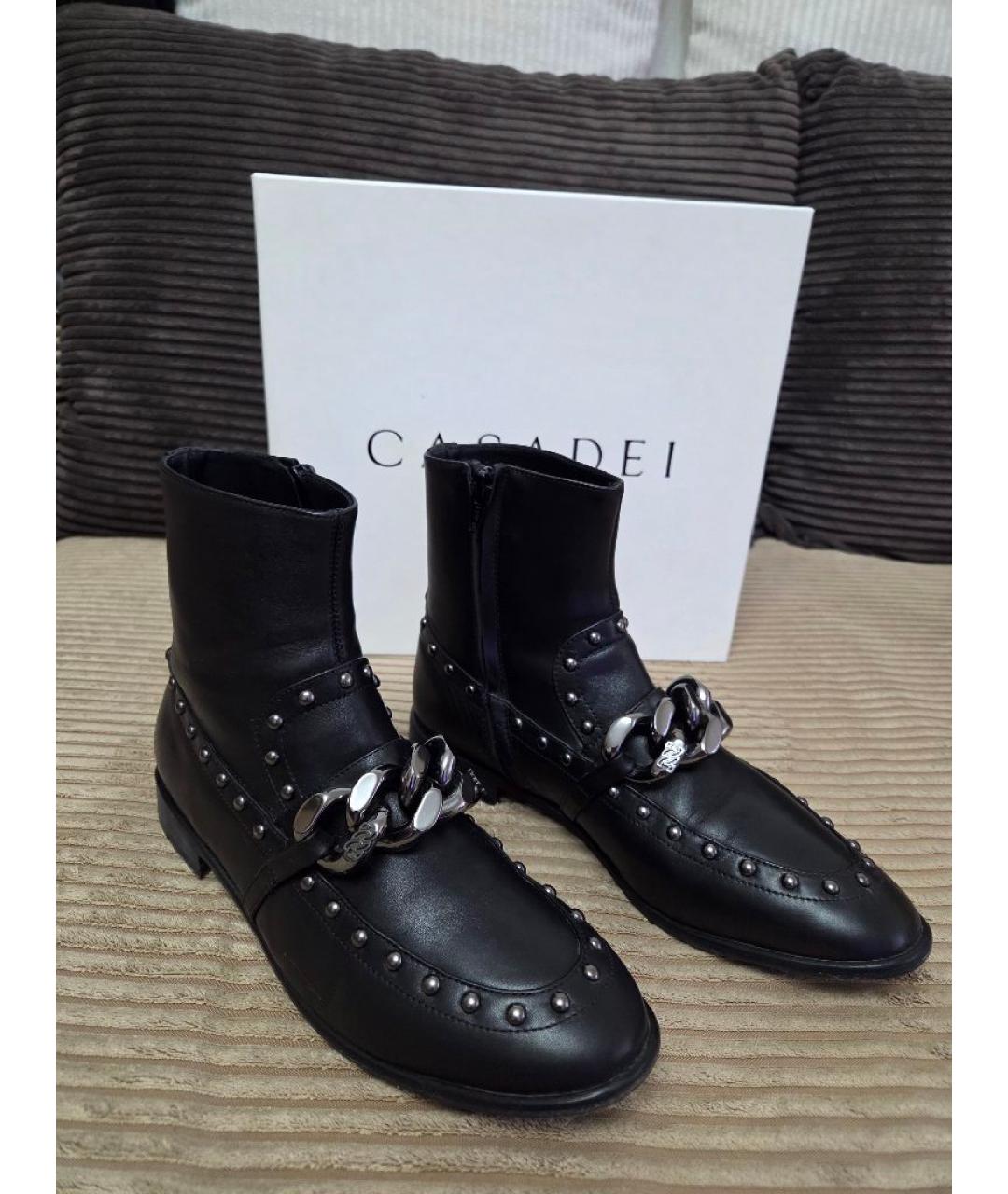 CASADEI Черные кожаные полусапоги, фото 2