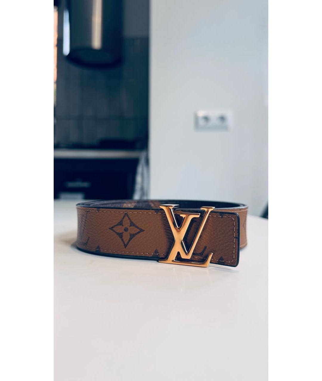 LOUIS VUITTON Коричневый кожаный ремень, фото 8
