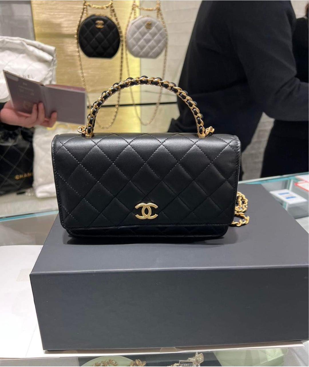 CHANEL Черная кожаная сумка через плечо, фото 6