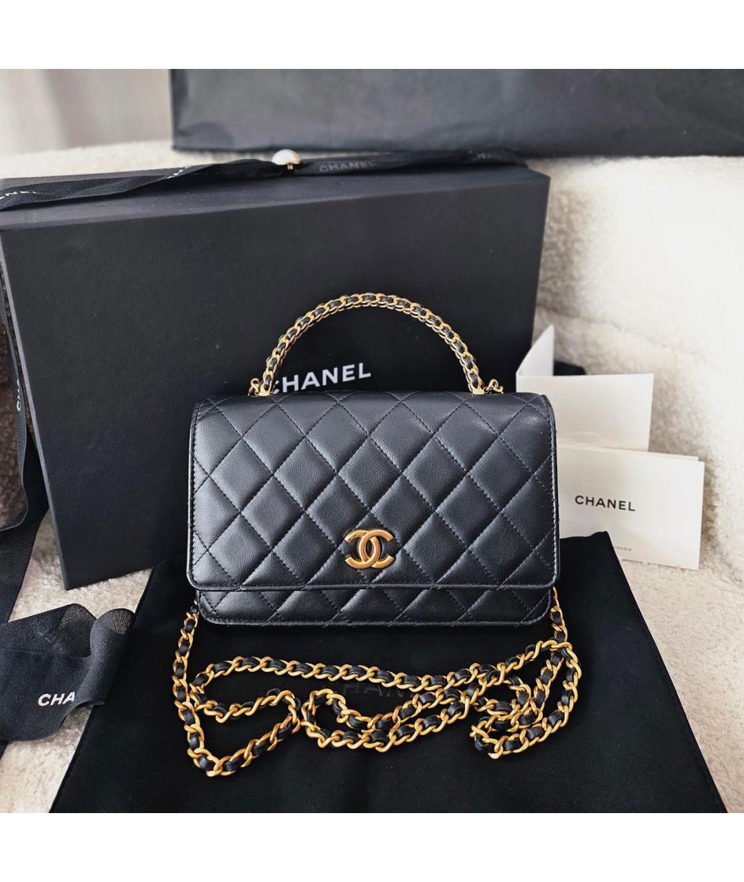 CHANEL Черная кожаная сумка через плечо, фото 2
