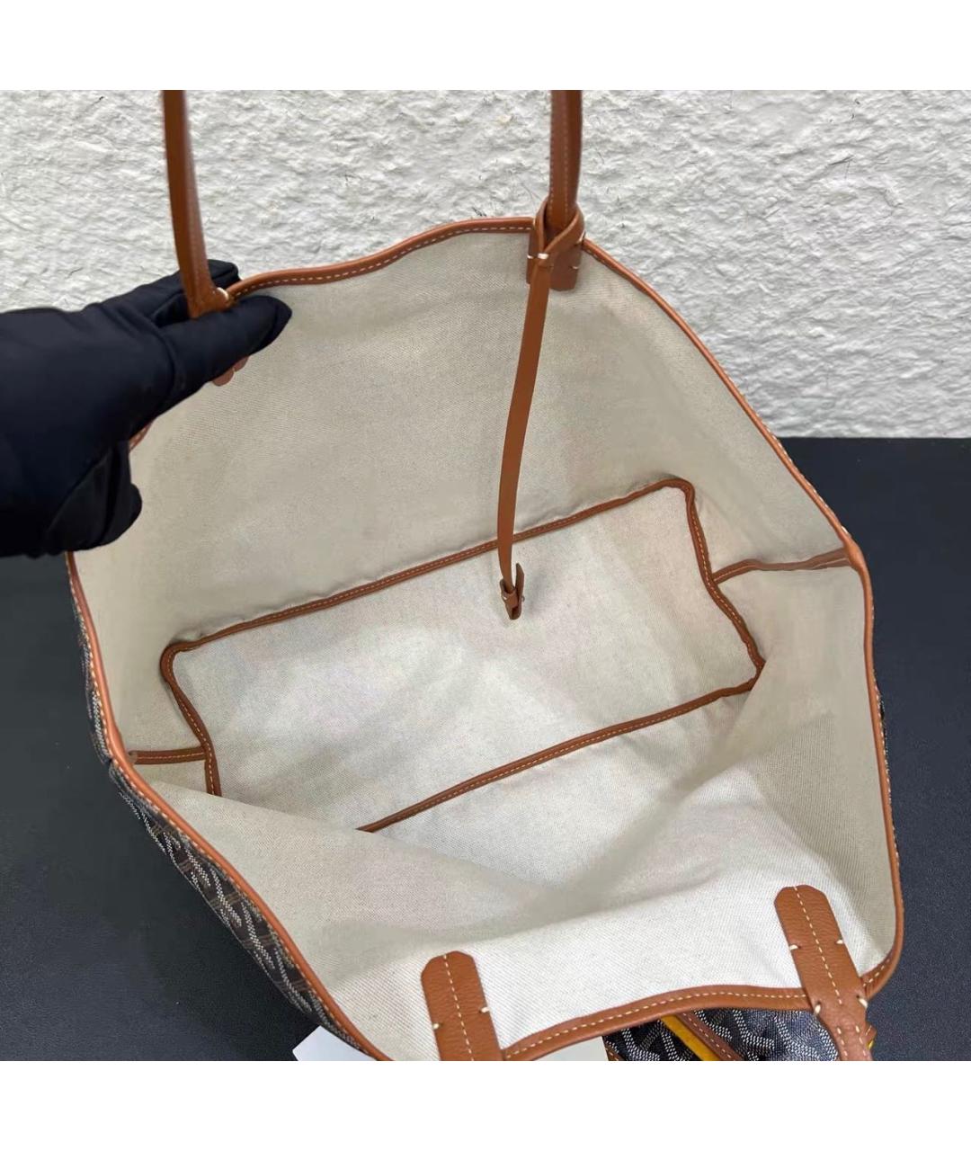 GOYARD Коричневая кожаная сумка тоут, фото 6