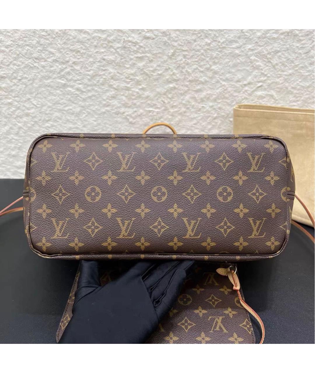 LOUIS VUITTON Коричневая кожаная сумка тоут, фото 6