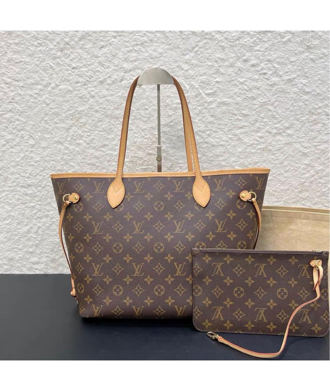 LOUIS VUITTON Коричневая кожаная сумка тоут, фото 8