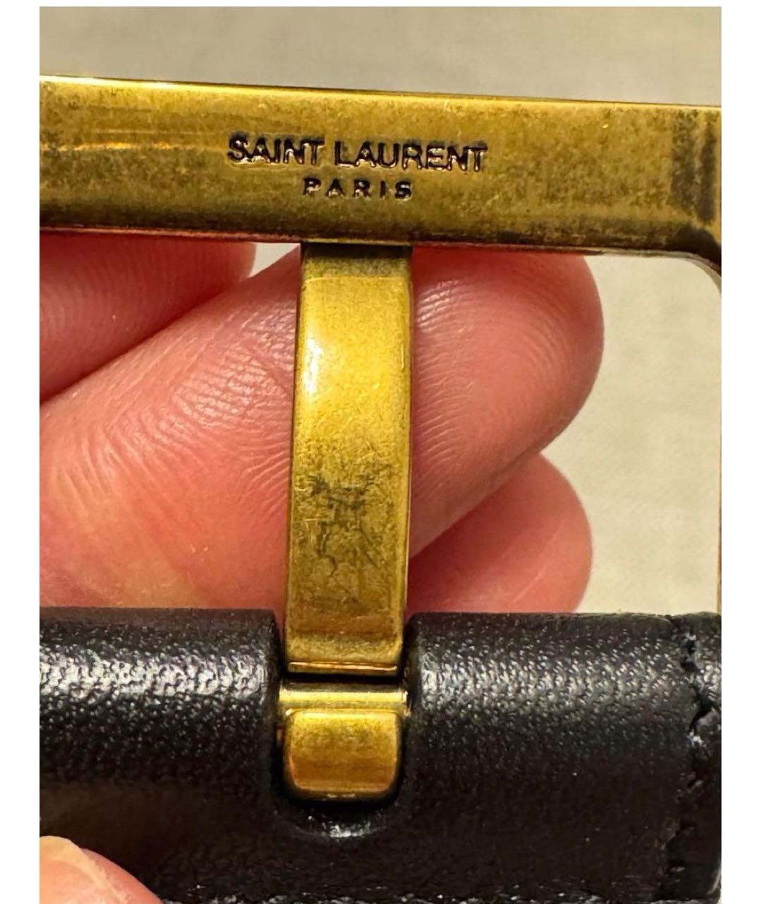 SAINT LAURENT Черный кожаный ремень, фото 5