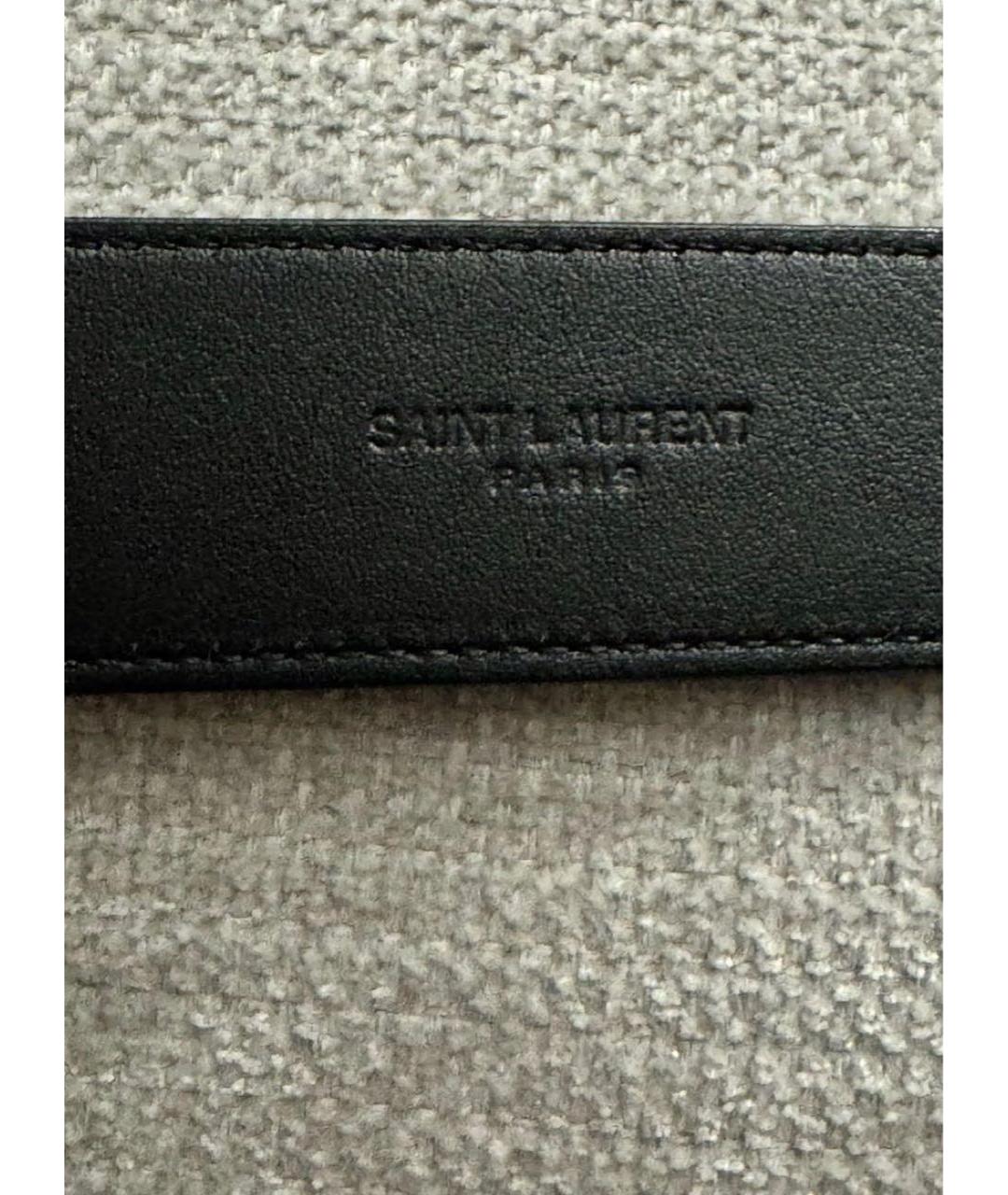 SAINT LAURENT Черный кожаный ремень, фото 6