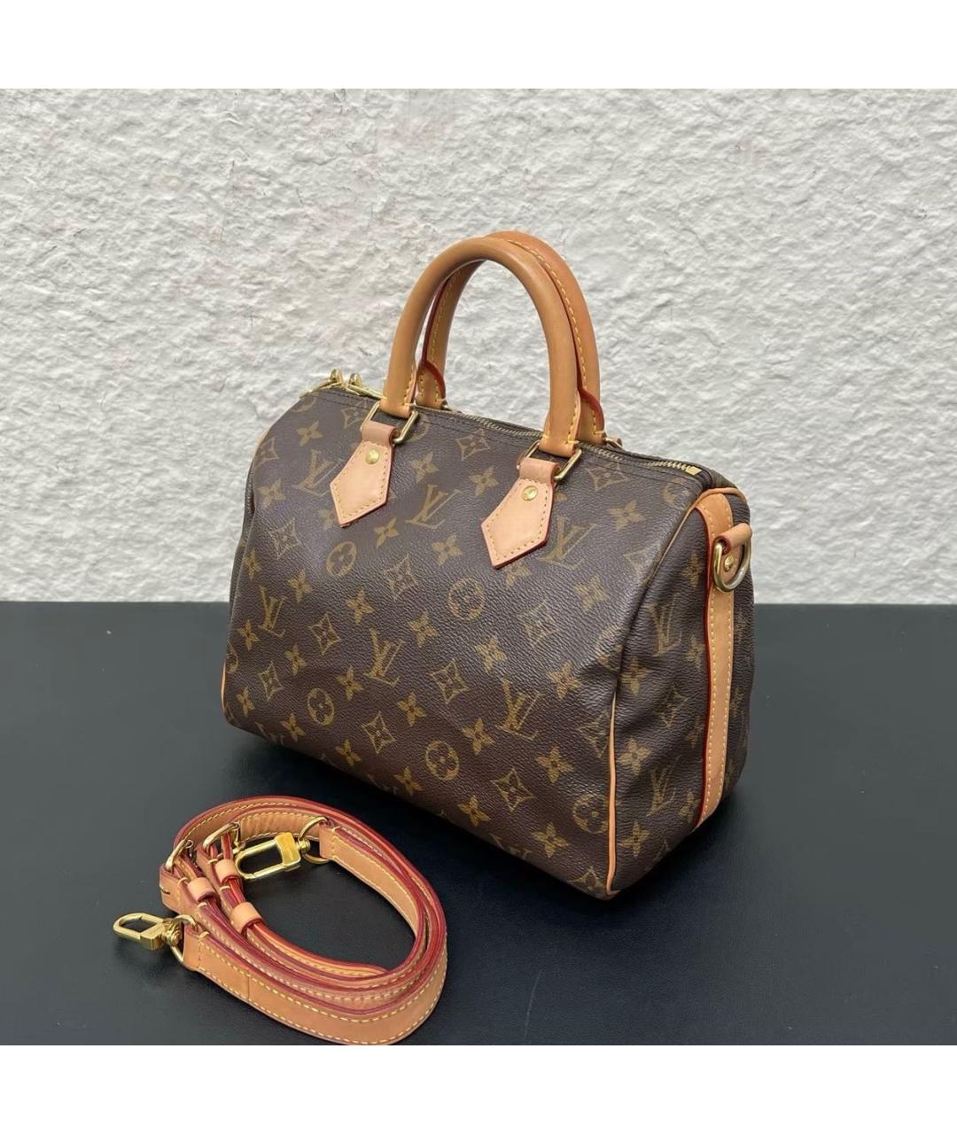 LOUIS VUITTON Коричневая сумка с короткими ручками из канвы, фото 4