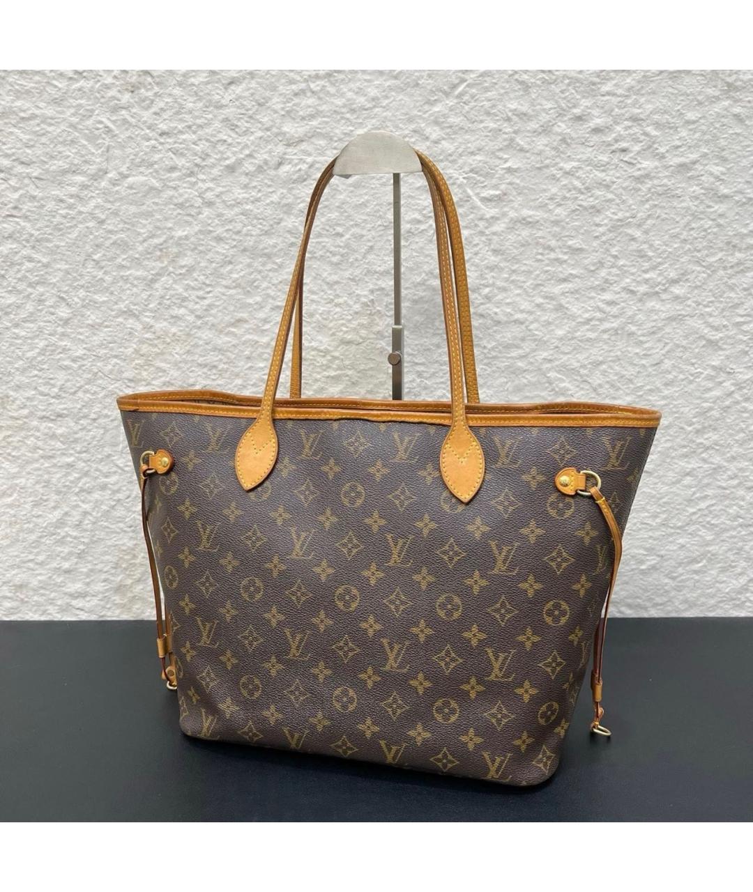 LOUIS VUITTON Коричневая кожаная сумка тоут, фото 7