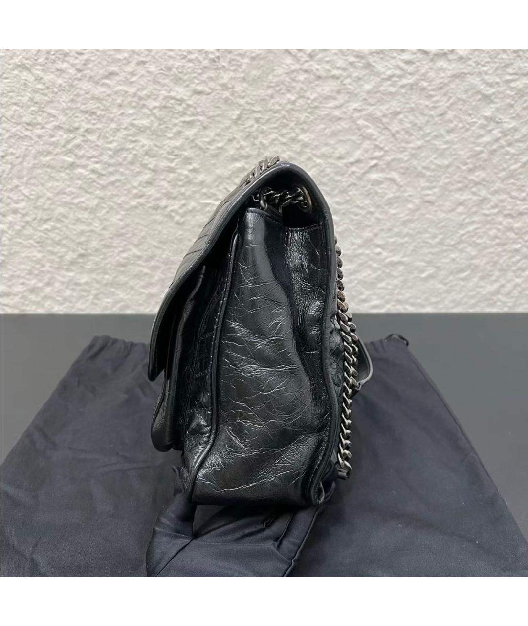SAINT LAURENT Черная кожаная сумка тоут, фото 4