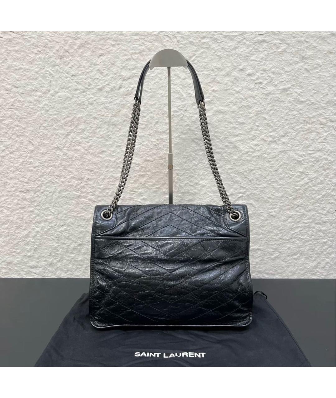 SAINT LAURENT Черная кожаная сумка тоут, фото 2
