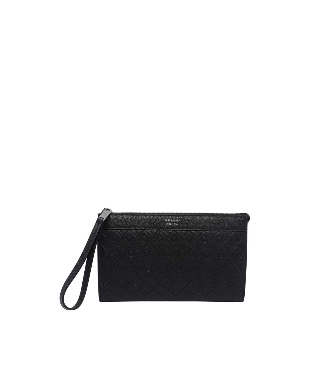 FERRAGAMO Черная кожаная барсетка, фото 1