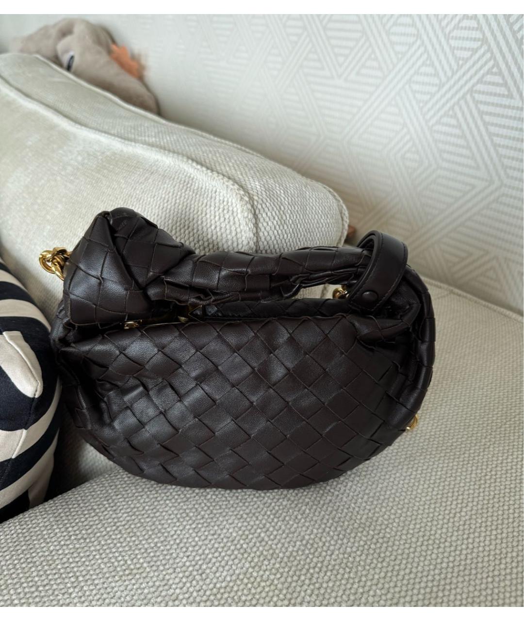 BOTTEGA VENETA Коричневая кожаная сумка с короткими ручками, фото 4