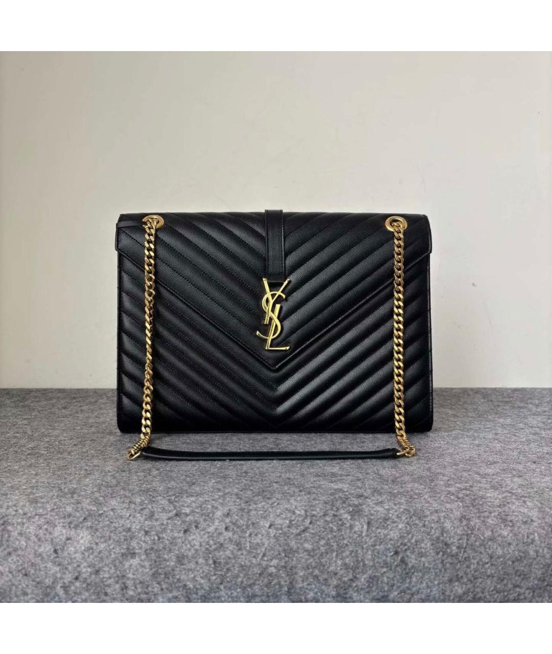 SAINT LAURENT Черная кожаная сумка через плечо, фото 9