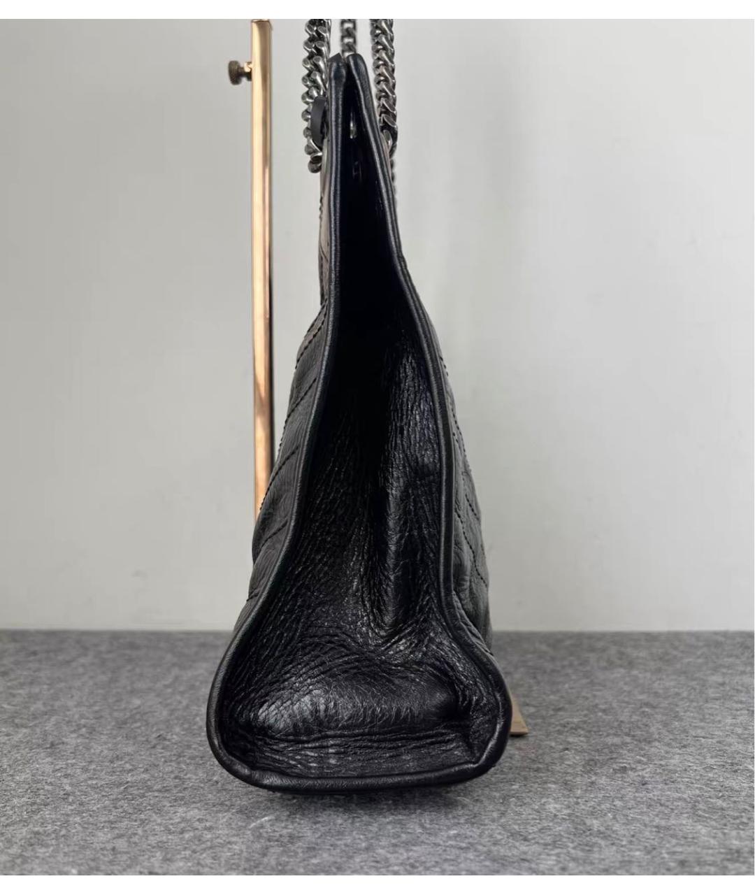 SAINT LAURENT Черная кожаная сумка тоут, фото 3
