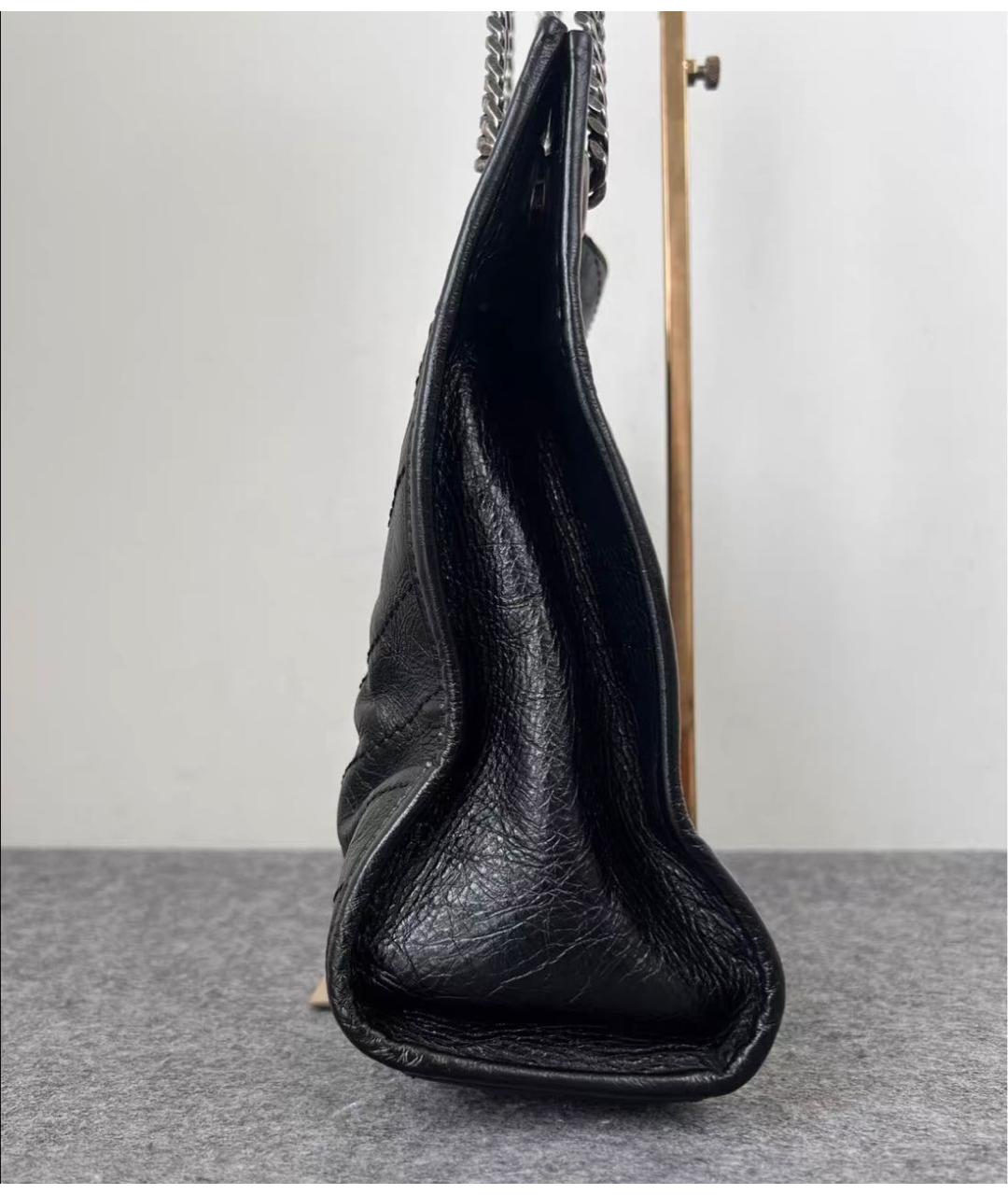 SAINT LAURENT Черная кожаная сумка тоут, фото 4