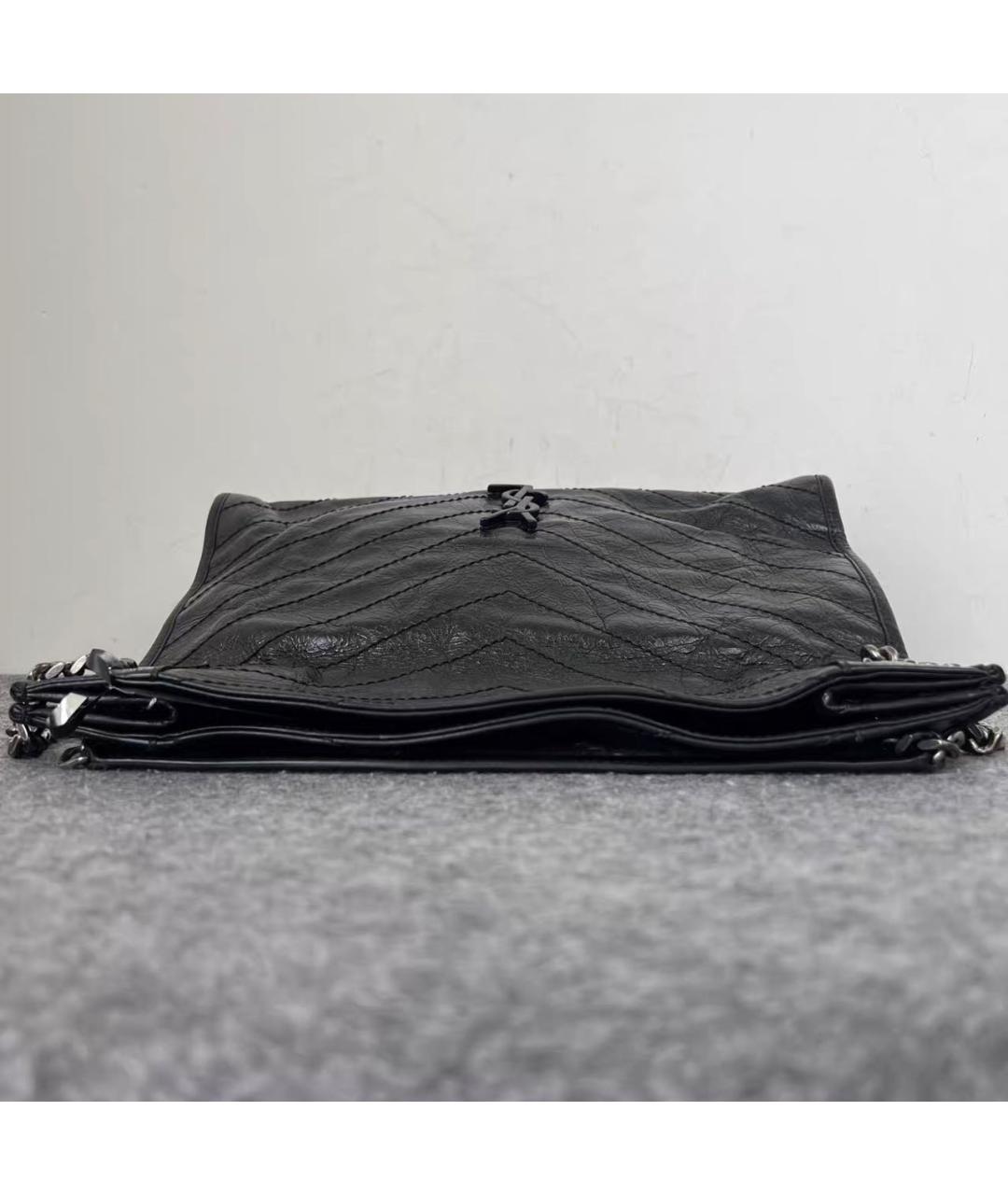SAINT LAURENT Черная кожаная сумка тоут, фото 5