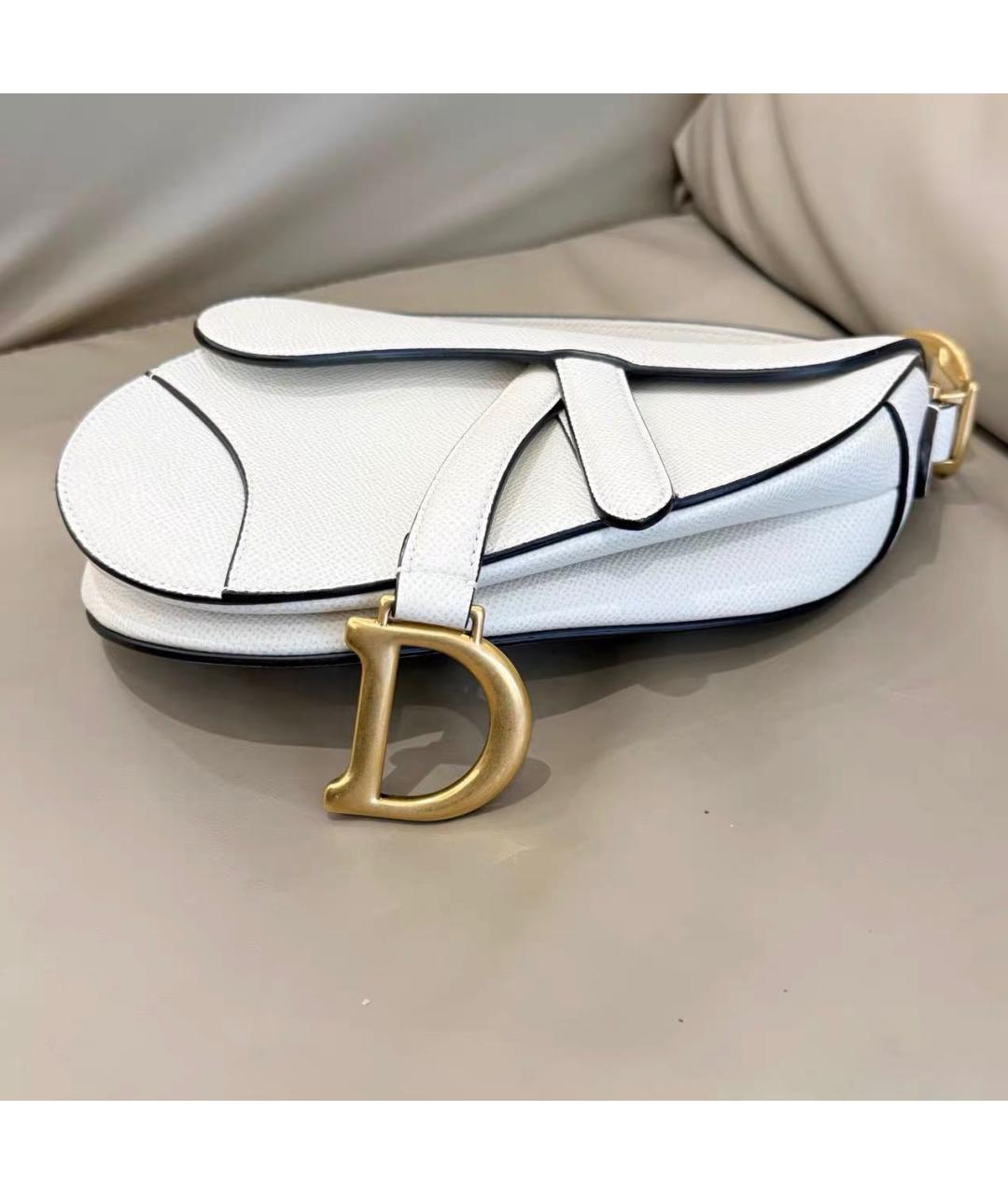 CHRISTIAN DIOR Белая кожаная сумка с короткими ручками, фото 5