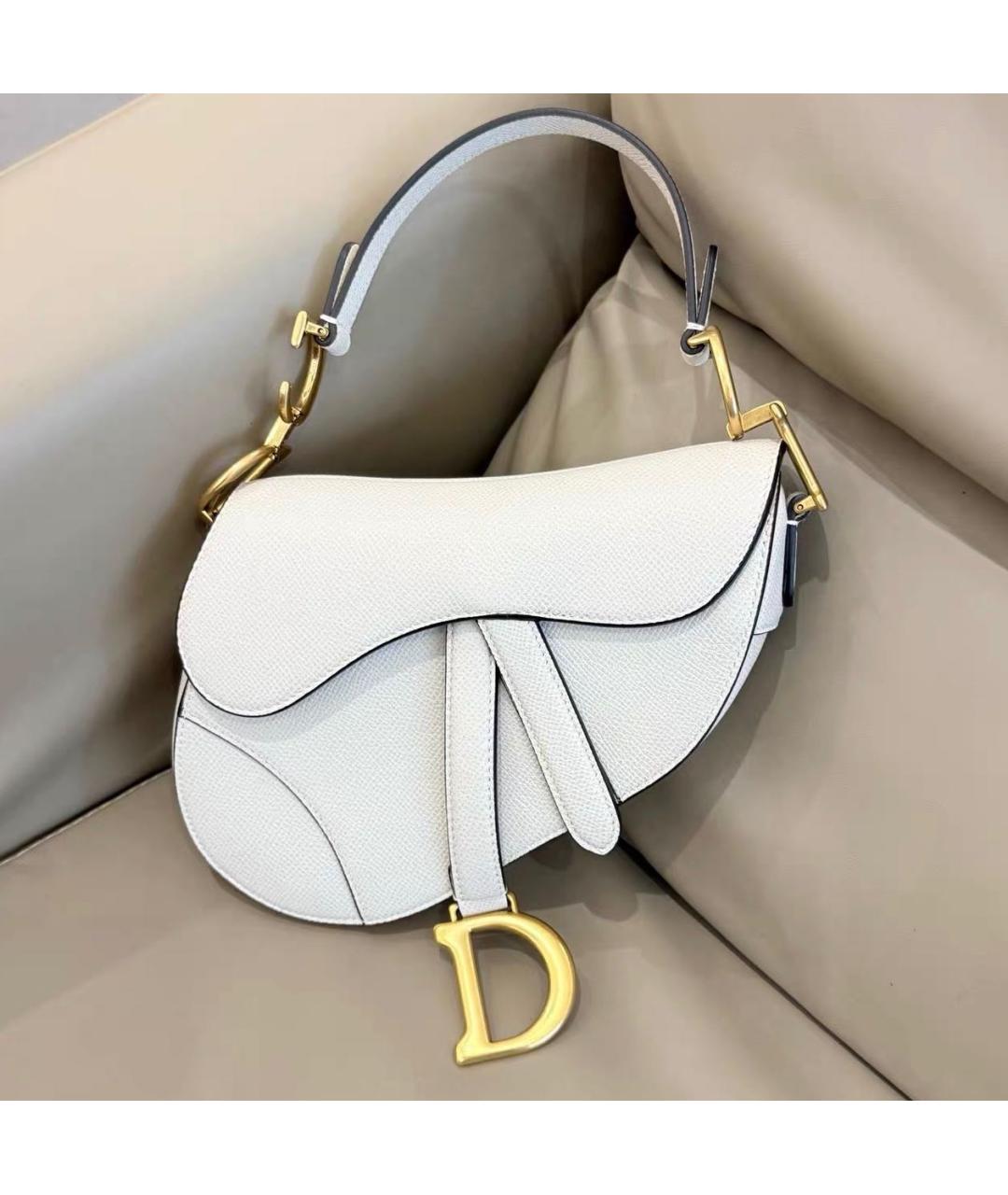 CHRISTIAN DIOR Белая кожаная сумка с короткими ручками, фото 9
