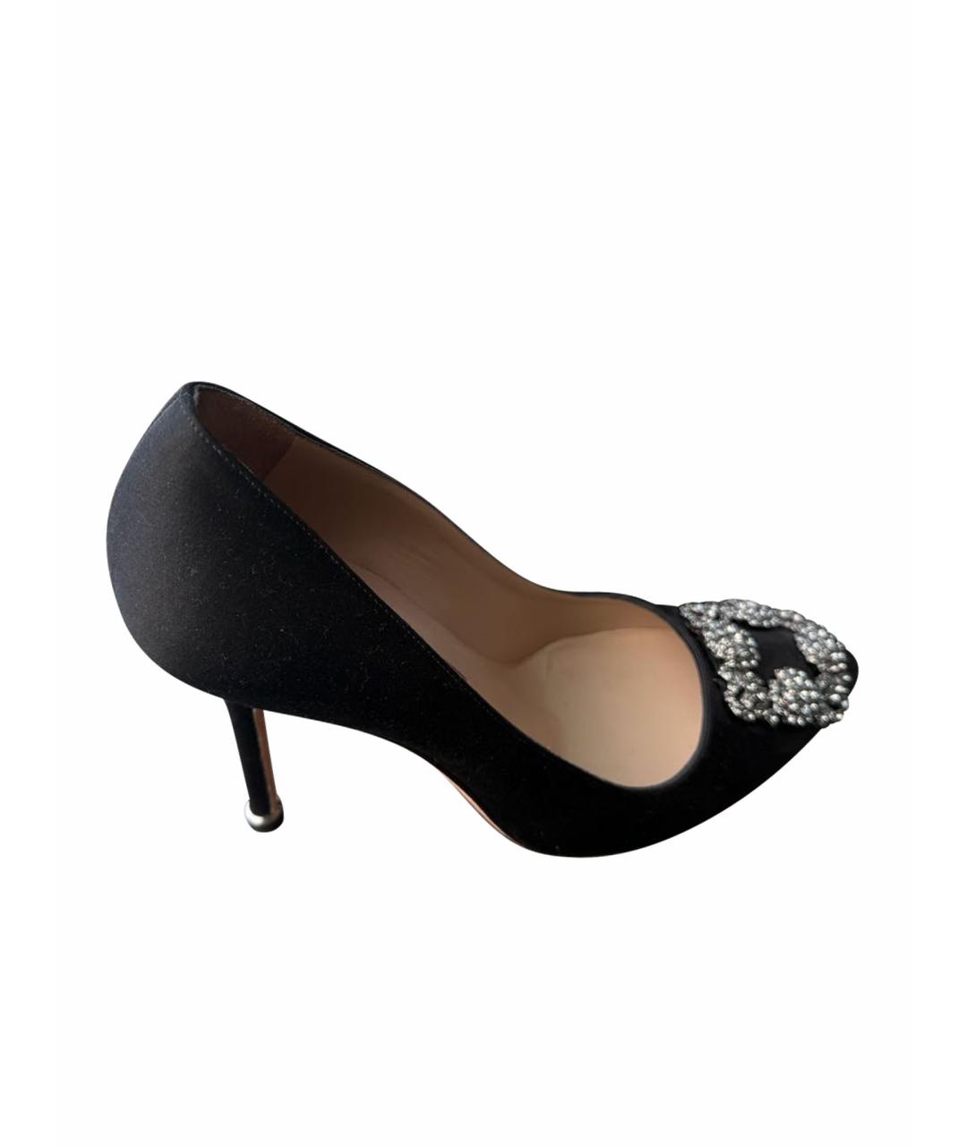MANOLO BLAHNIK Черные лодочки на низком каблуке, фото 1