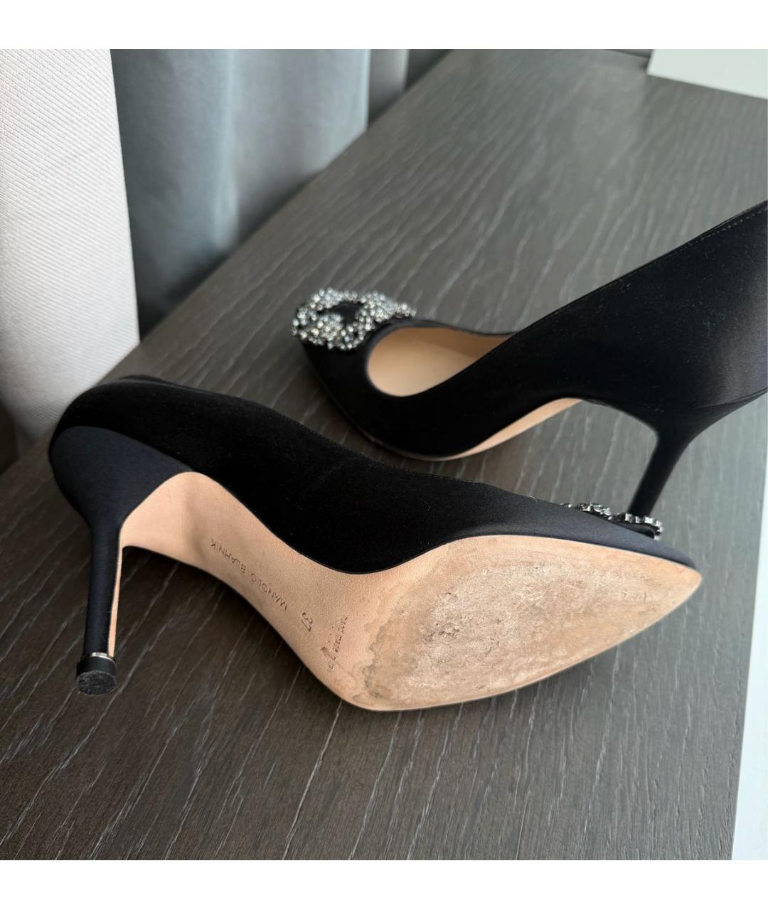 MANOLO BLAHNIK Черные лодочки на низком каблуке, фото 3