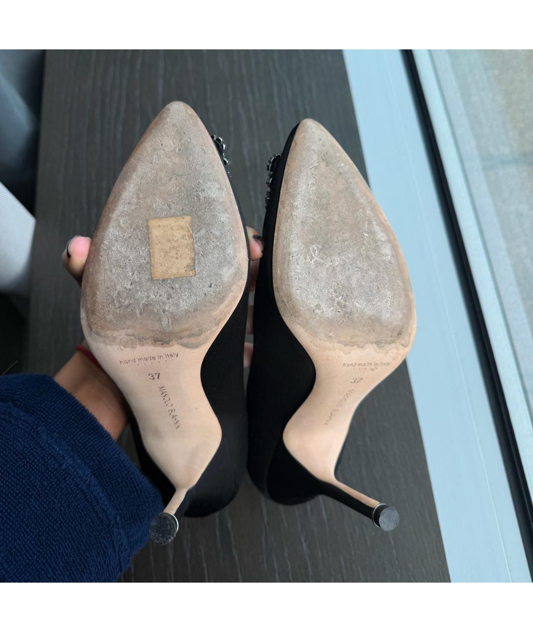 MANOLO BLAHNIK Черные лодочки на низком каблуке, фото 4