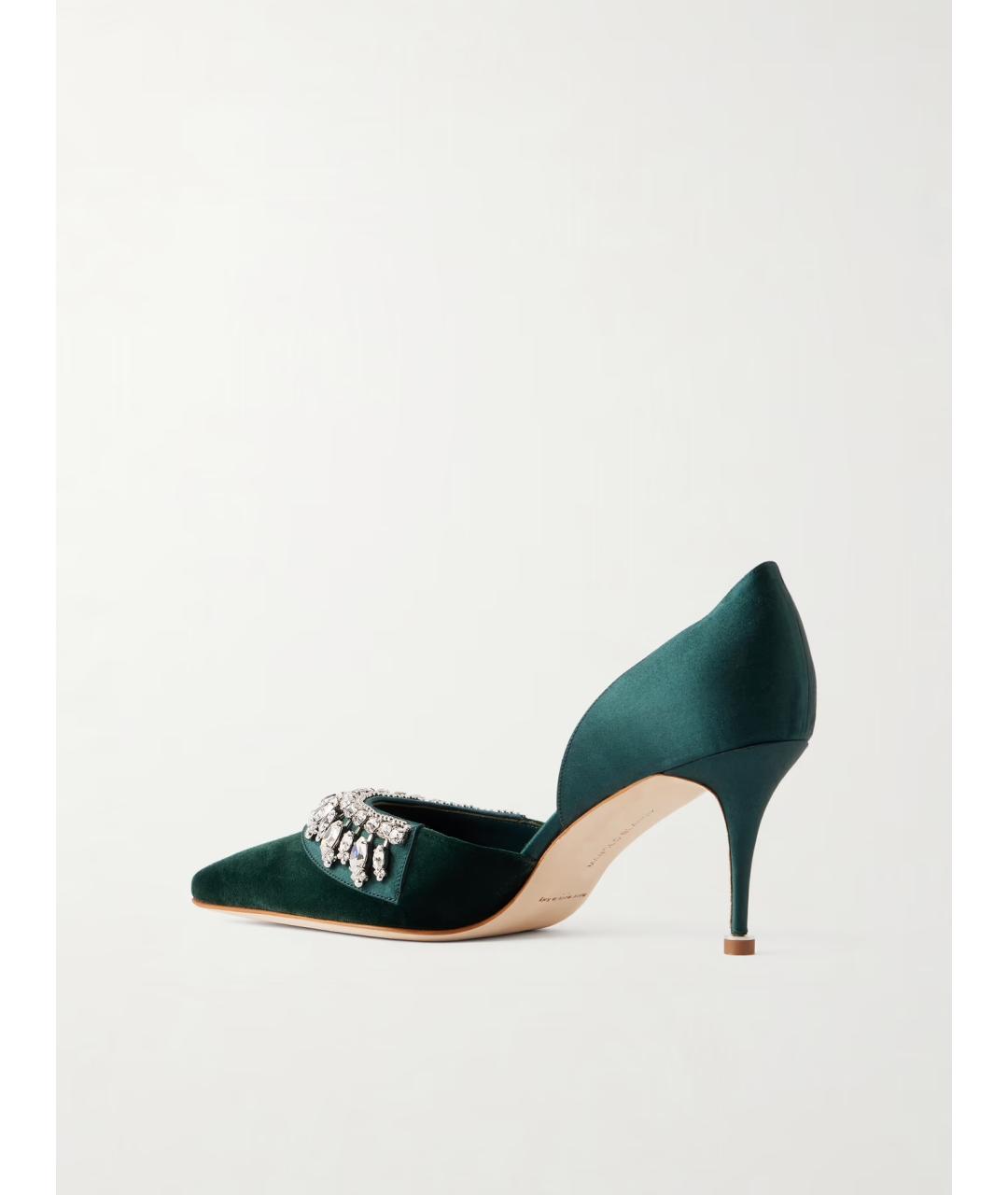 MANOLO BLAHNIK Зеленые текстильные туфли, фото 5