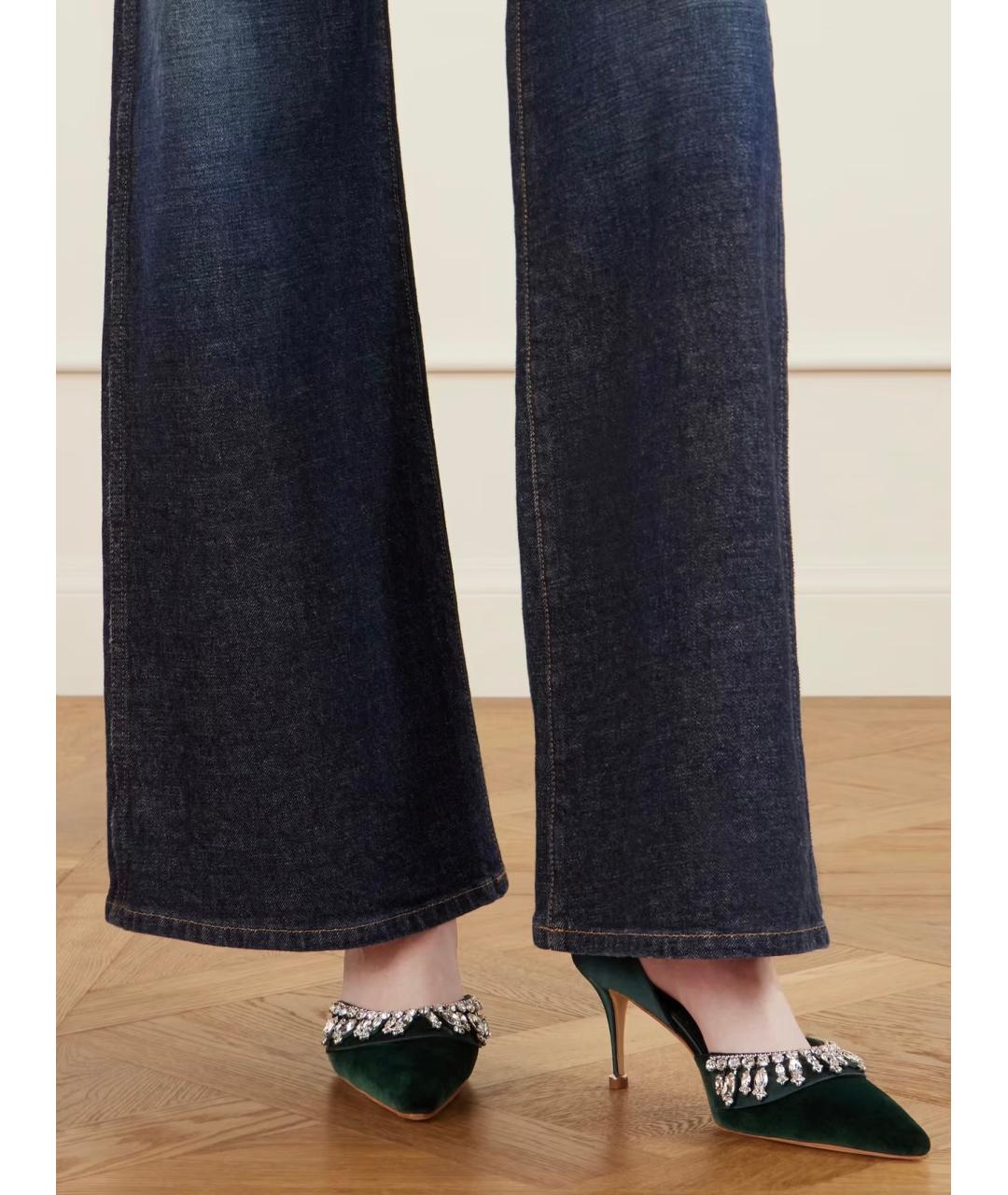 MANOLO BLAHNIK Зеленые текстильные туфли, фото 3
