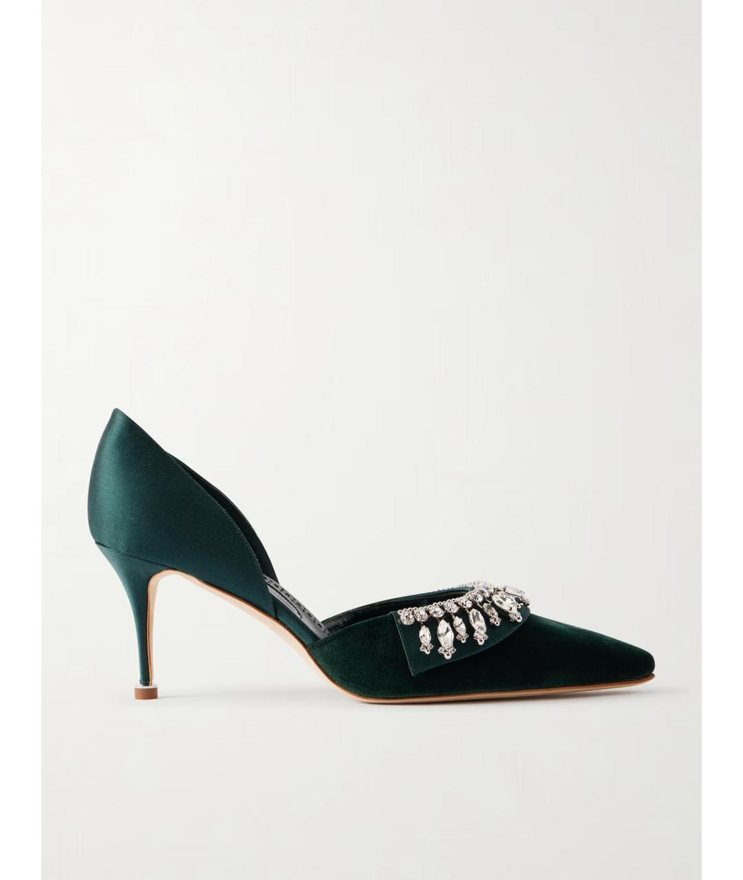 MANOLO BLAHNIK Зеленые текстильные туфли, фото 6