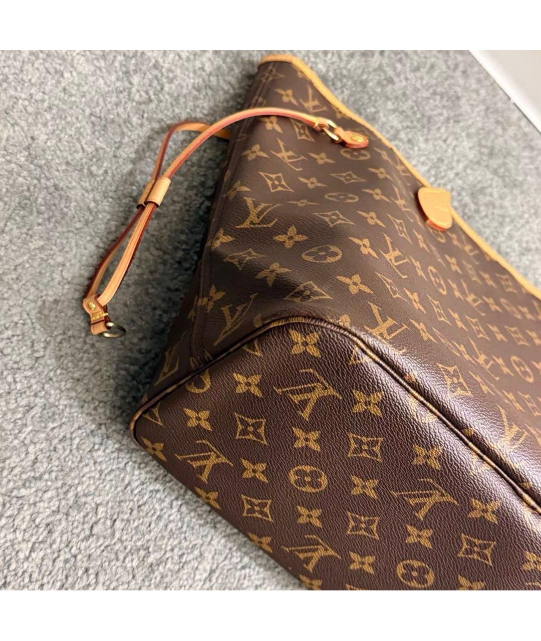 LOUIS VUITTON Коричневая кожаная сумка тоут, фото 6