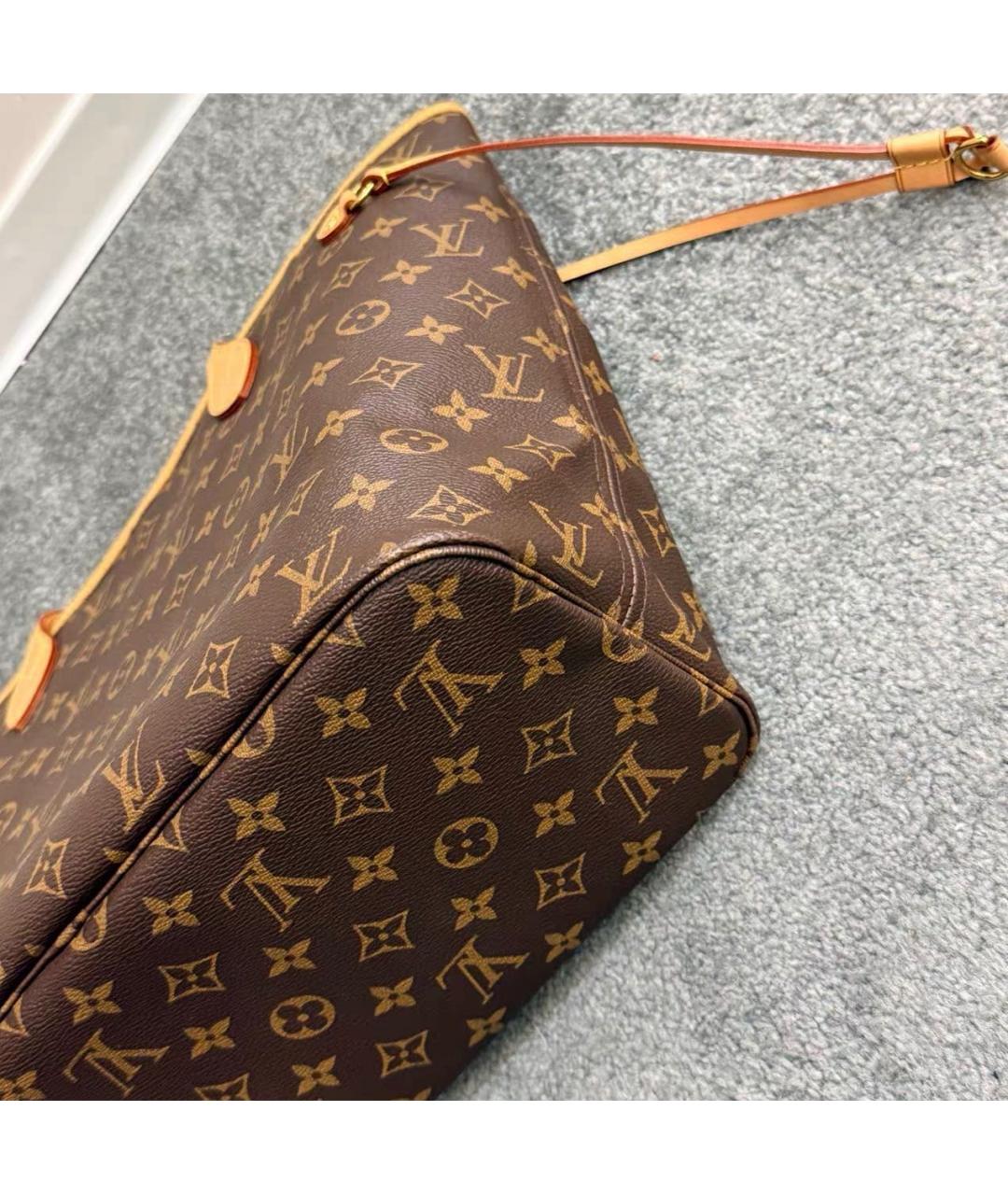 LOUIS VUITTON Коричневая кожаная сумка тоут, фото 7