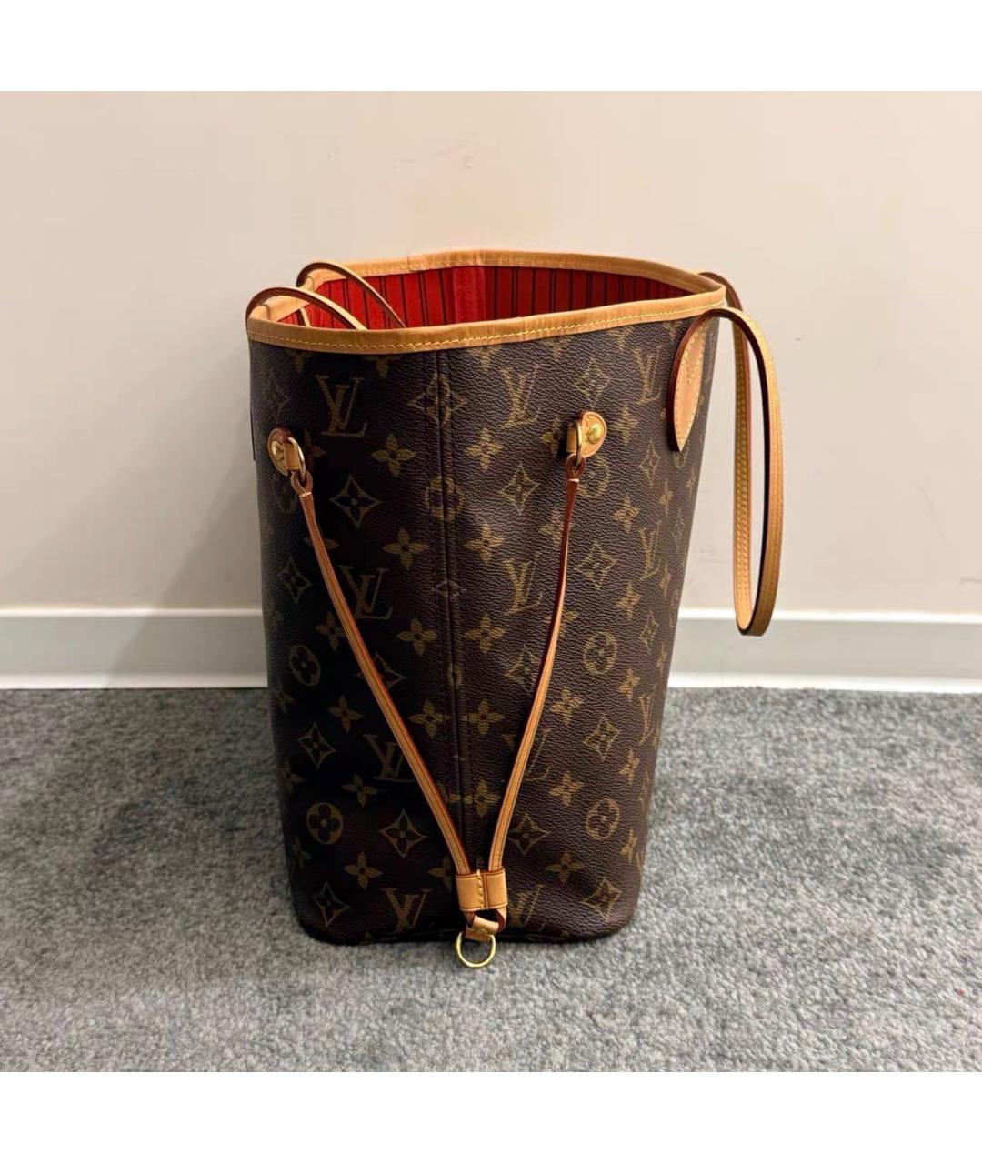 LOUIS VUITTON Коричневая кожаная сумка тоут, фото 3