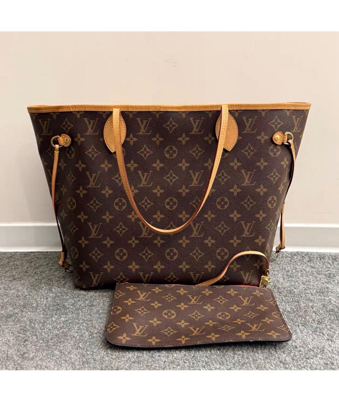 LOUIS VUITTON Коричневая кожаная сумка тоут, фото 9