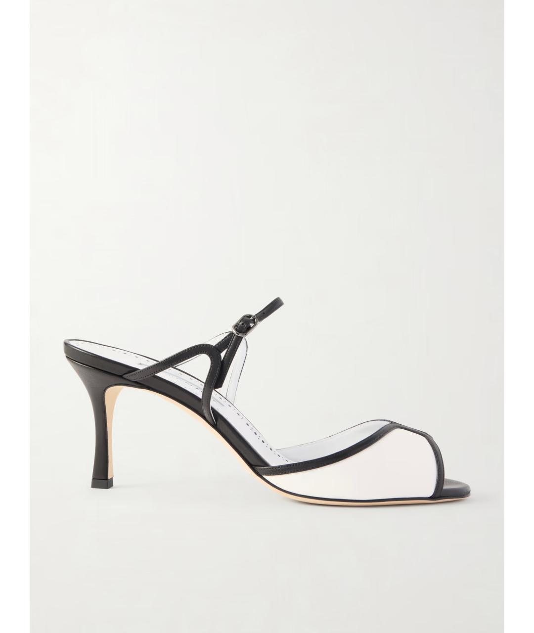 MANOLO BLAHNIK Белые кожаные босоножки, фото 6