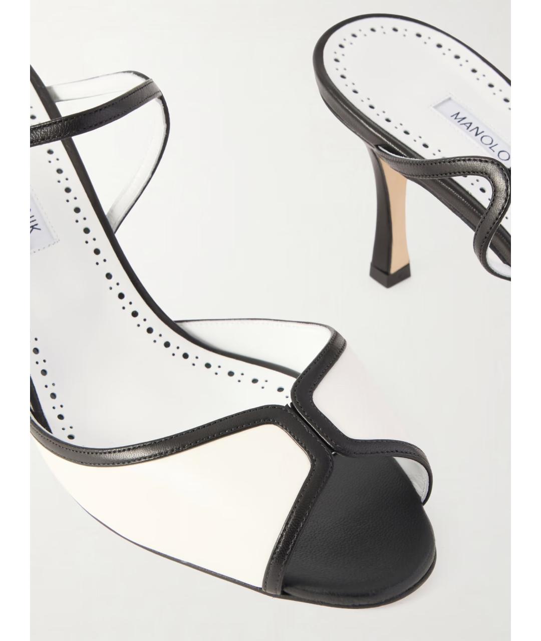 MANOLO BLAHNIK Белые кожаные босоножки, фото 4