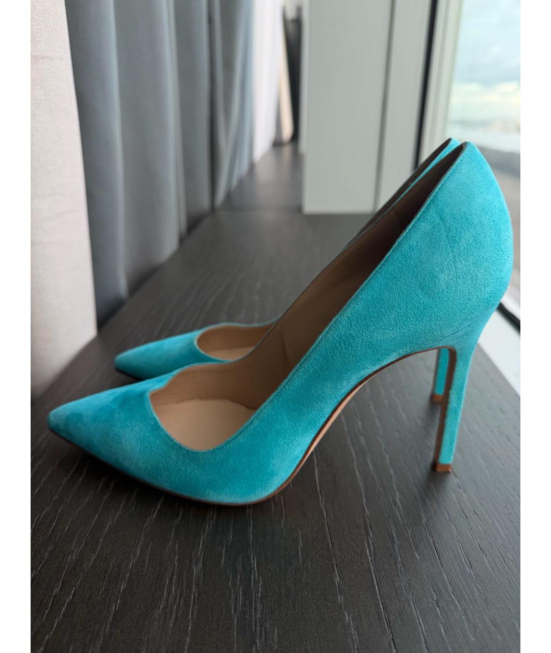 MANOLO BLAHNIK Бирюзовые замшевые туфли, фото 4