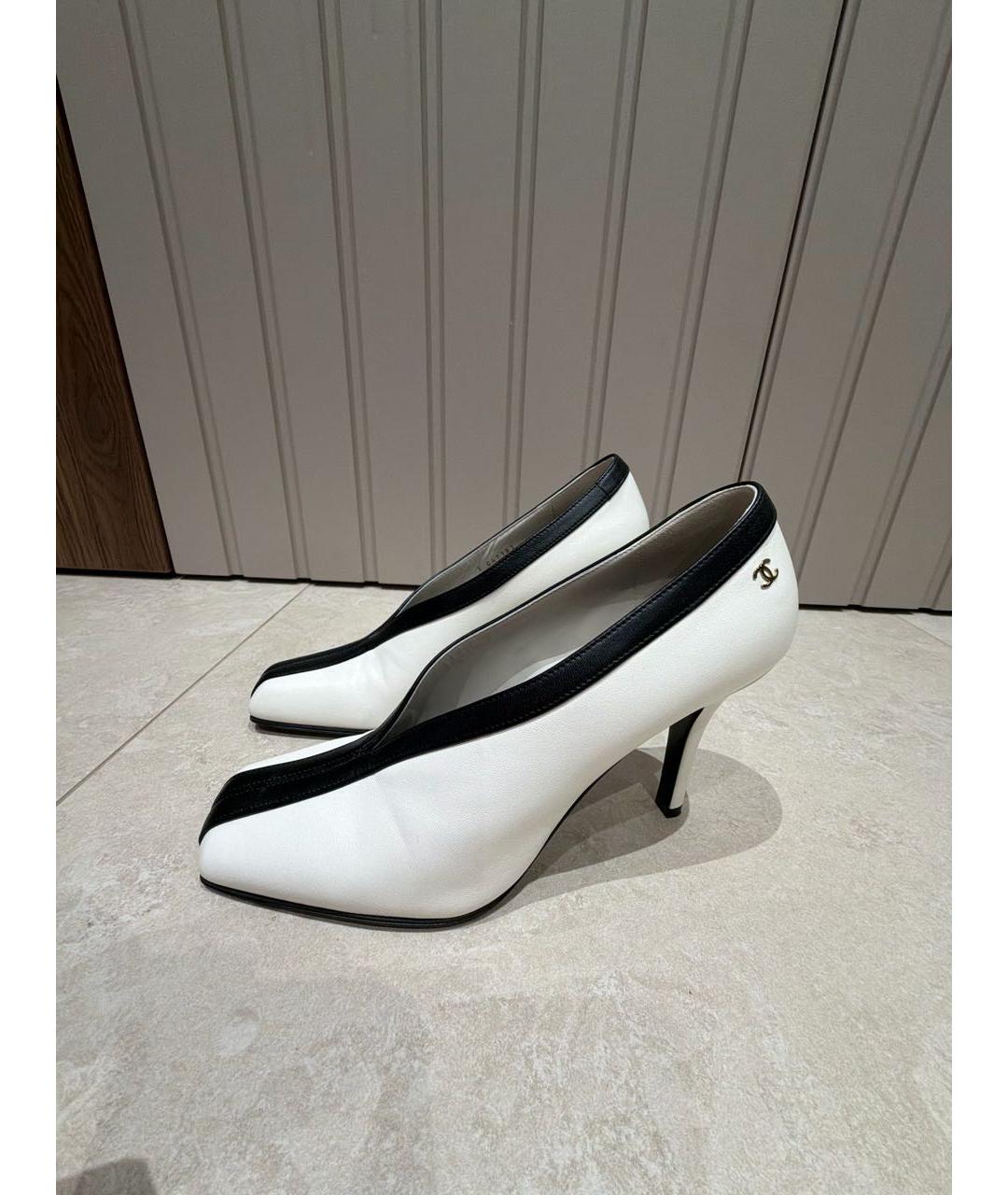 CHANEL Белые кожаные туфли, фото 5