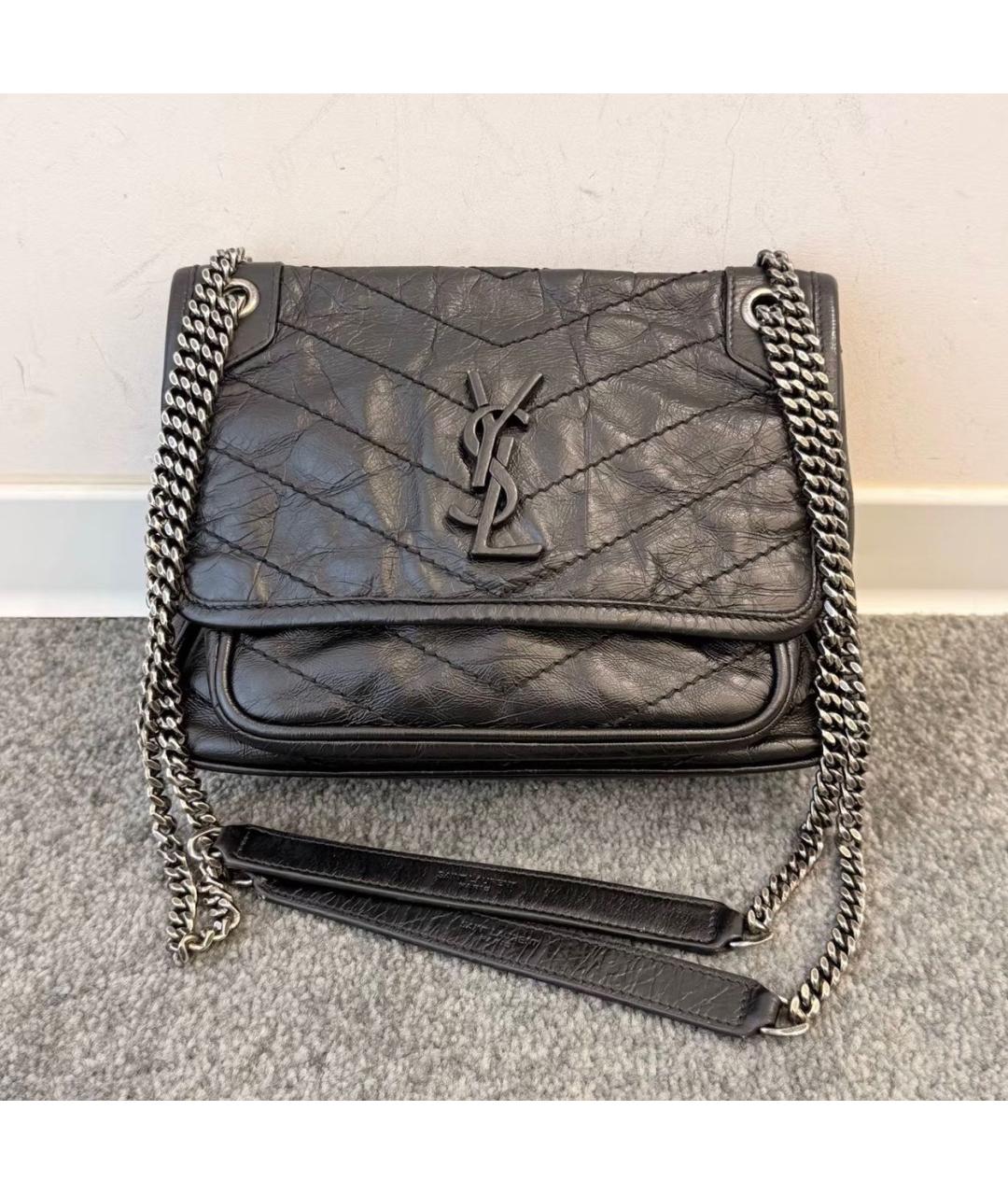 SAINT LAURENT Черная кожаная сумка тоут, фото 9