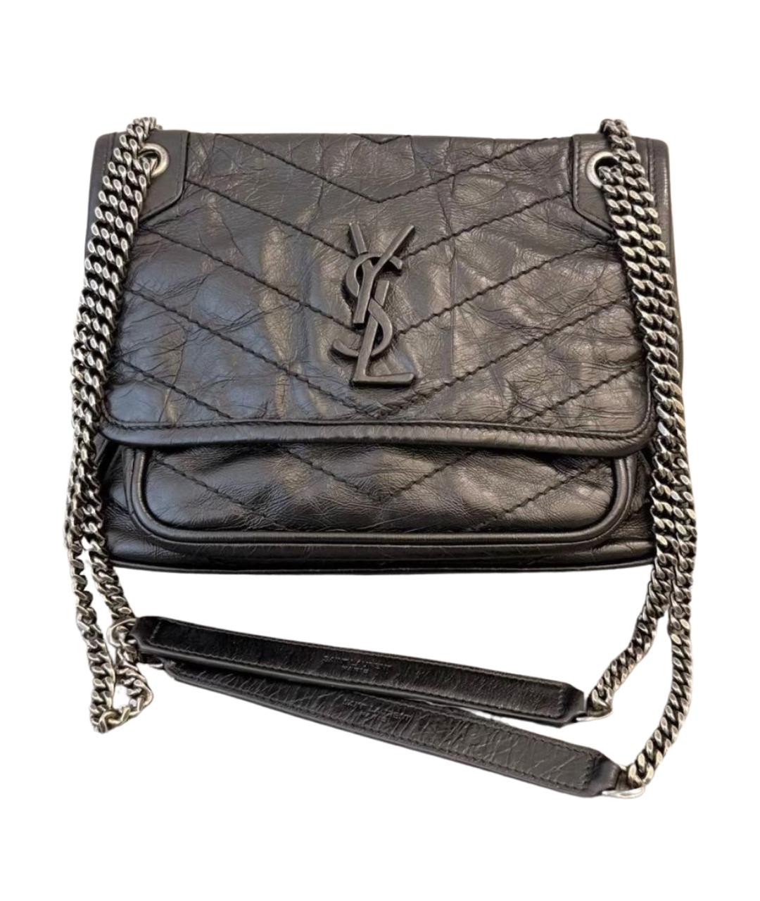 SAINT LAURENT Черная кожаная сумка тоут, фото 1