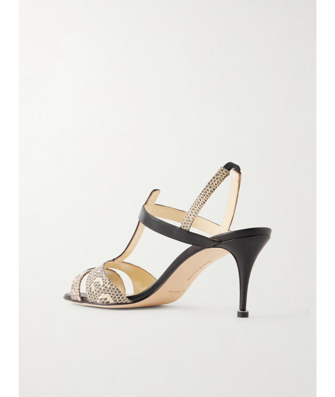MANOLO BLAHNIK Бежевые кожаные босоножки, фото 5