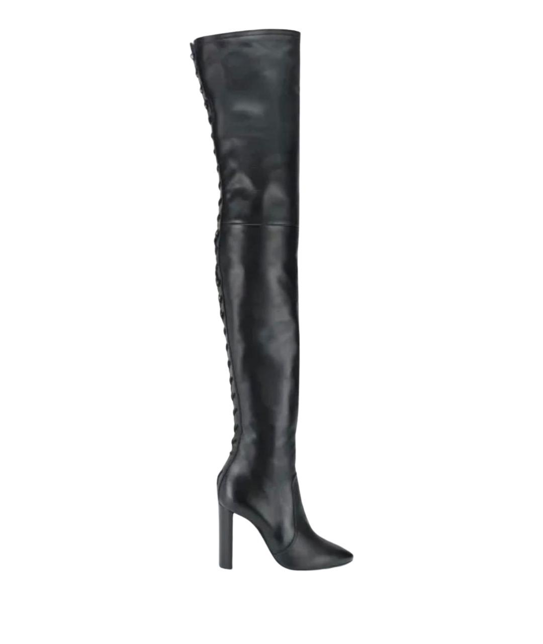 SAINT LAURENT Черные кожаные ботфорты, фото 1