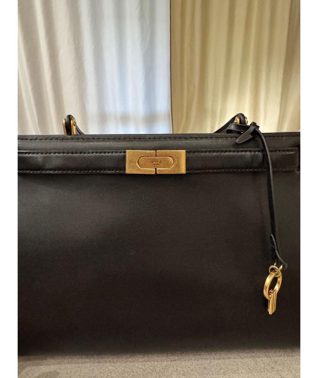 TORY BURCH Черная кожаная сумка с короткими ручками, фото 5