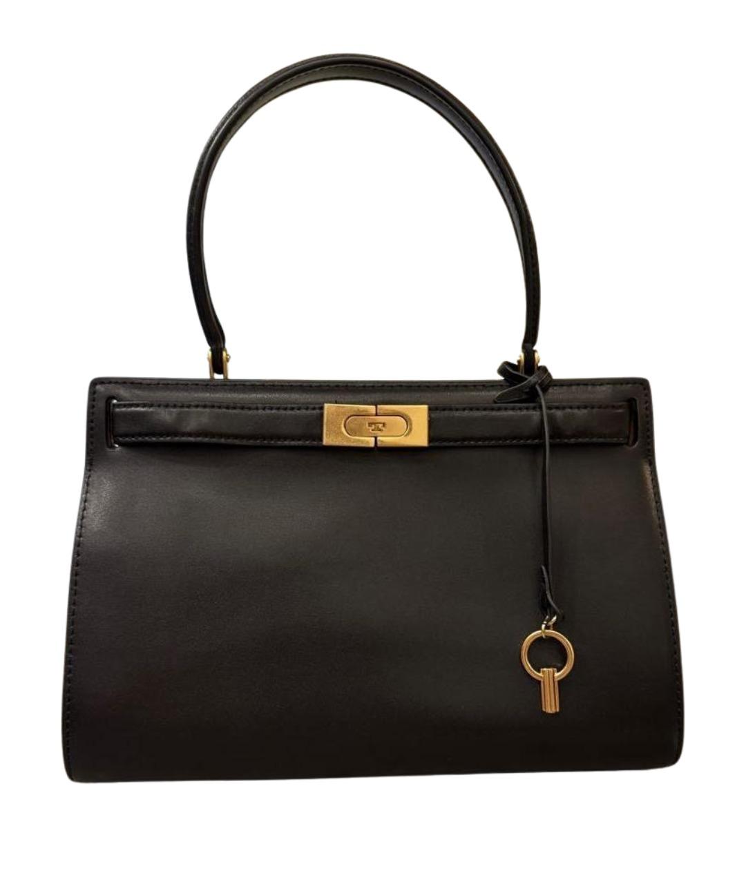 TORY BURCH Черная кожаная сумка с короткими ручками, фото 1