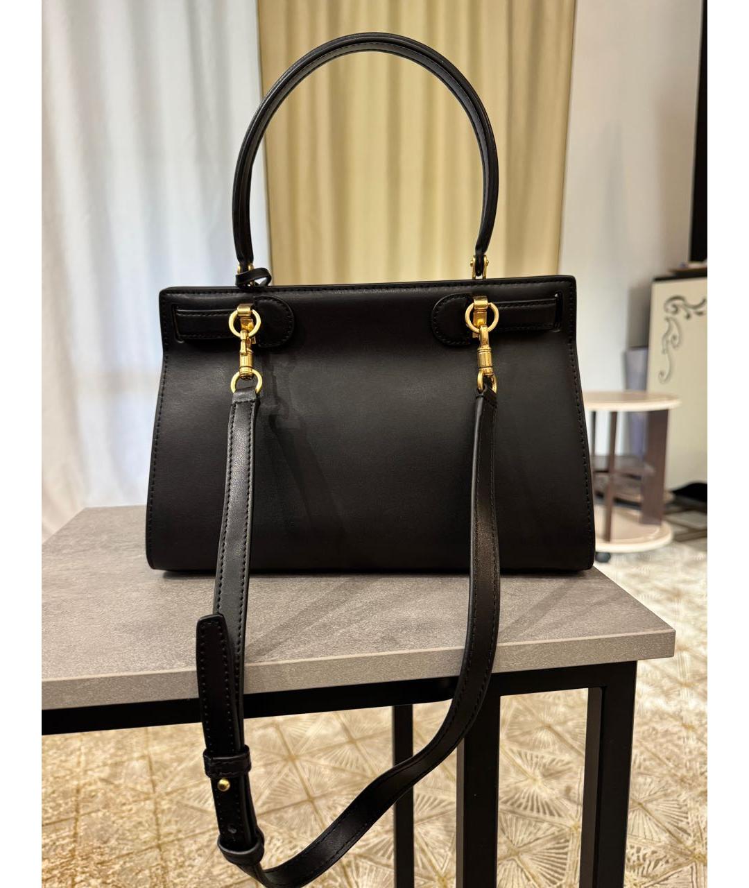 TORY BURCH Черная кожаная сумка с короткими ручками, фото 3