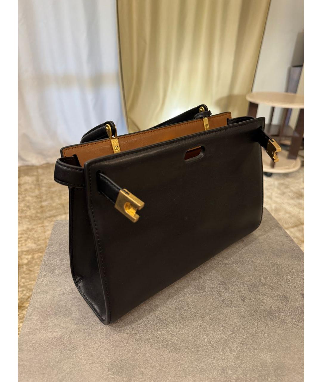 TORY BURCH Черная кожаная сумка с короткими ручками, фото 2
