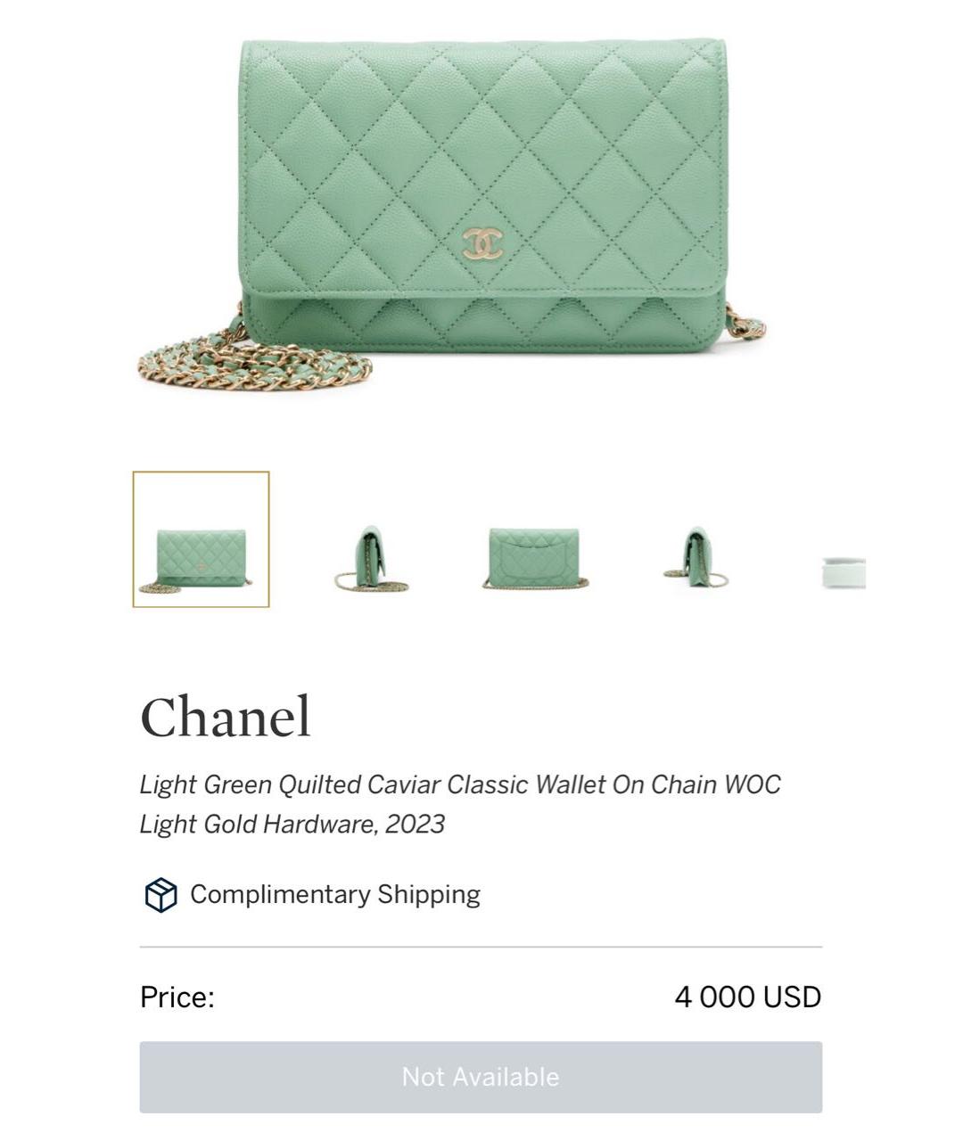 CHANEL Бирюзовая кожаная сумка через плечо, фото 5